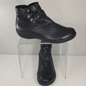 Flexstep Allison Ankle Boots Womens 8M Black Ruched Memory Foam Zip booties